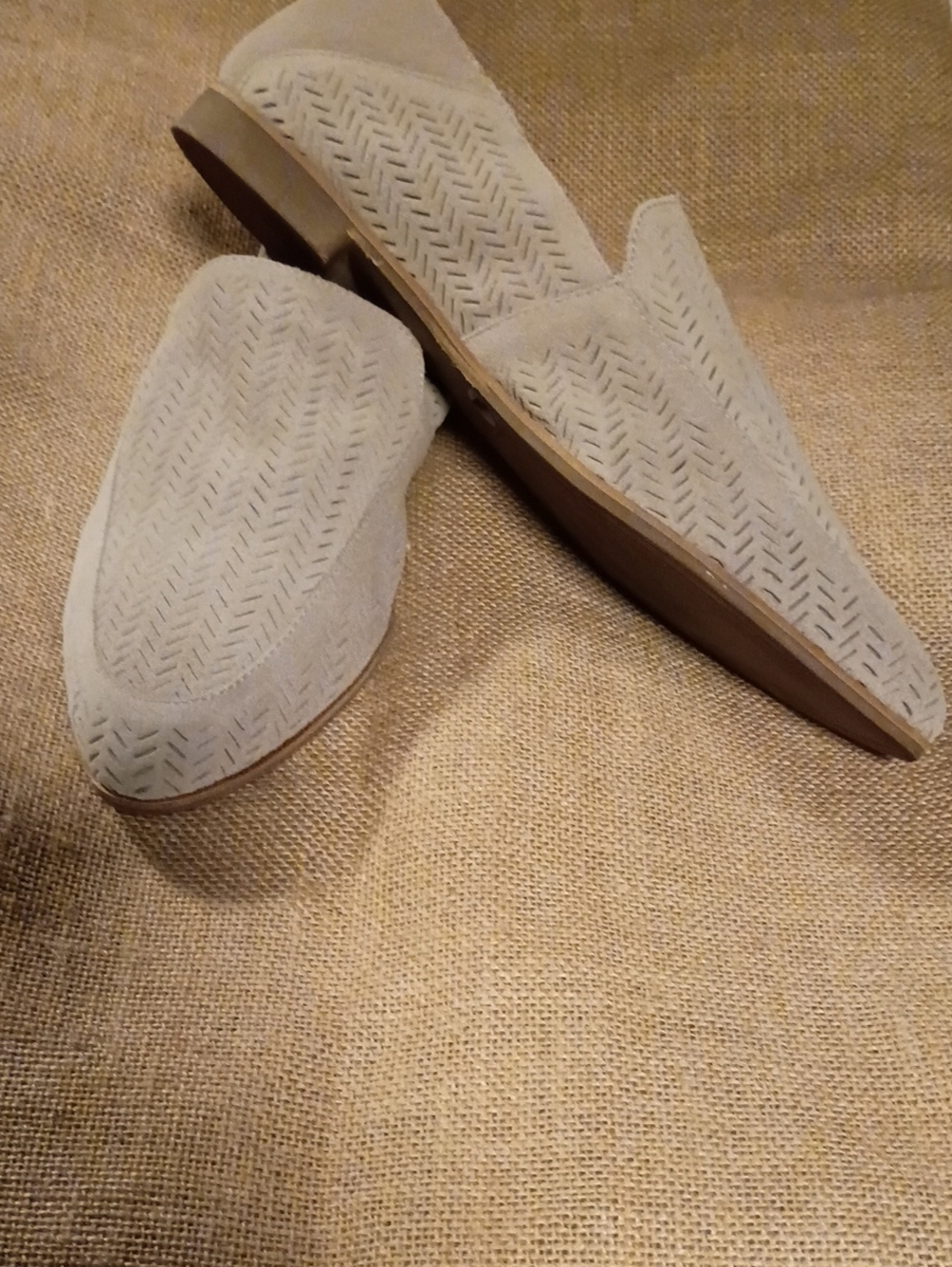 Lucky Brand Women's Beige Laser-Cut Suede Slip-On Loafers